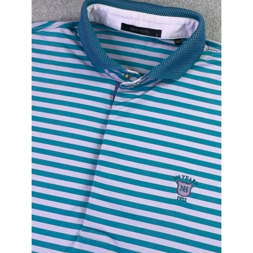 Greyson Polo Shirt Men's Large Print Snap‎ Performance Golf Multi Color Stripe